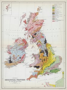 Obecné geologické rysy Britských ostrovů (barevná litografie) od English School