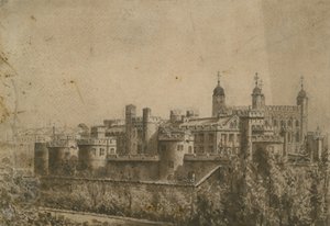 Celkový pohled na Tower of London (wc na papíře) od English School