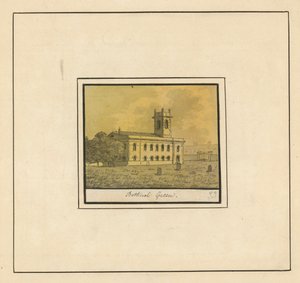 Celkový pohled na kostel v Bethnal Green (inkoust na papíře) od English School