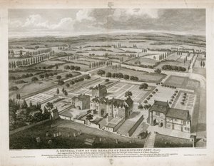 Celkový pohled na pozůstatky opatství Bermondsey, jak to vypadalo v roce 1805 od English School