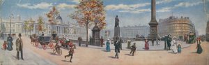 Celkový pohled na jihovýchodní roh Trafalgarského náměstí od English School