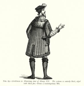 Gentleman in Mourning, doba Jindřicha VII. (rytina) od English School