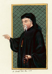 Geoffrey Chaucer (barevná rytina) od English School