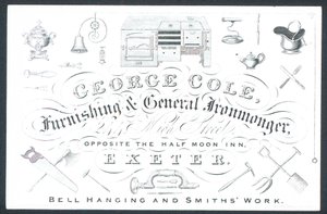 George Cole, obchod s nábytkem a obecným železářstvím, vizitka od English School