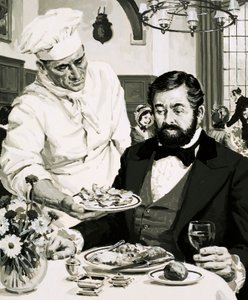 George Crum, vynálezce bramborových lupínků, představuje svůj výtvor od English School