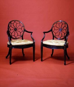 Ebonizovaná a zlacená křesla George III ve stylu Chippendale, konec 18. století od English School