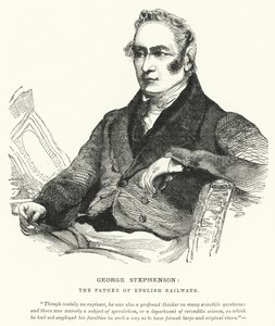 George Stephenson, otec anglických železnic (rytina) od English School