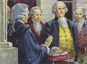 George Washington složil přísahu jako první prezident Ameriky v New Yorku od English School