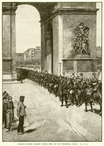 Německé jednotky procházející pod Arc de Triomphe v Paříži od English School