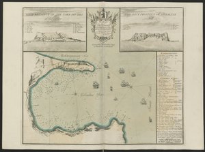 Gibraltarský záliv (West and East Prospect of G. Hill.) C. Price, cca 1730 (barevné lito) od English School