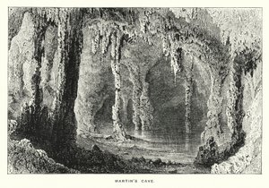 Gibraltar: Martinova jeskyně (rytina) od English School