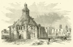Glastonbury Abbey (rytina) od English School