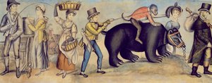 Going to Fair, detail vystupujícího medvěda a opice, c.1815 od English School