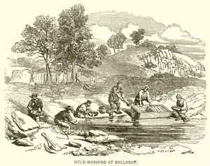 Mytí zlata v Ballarat od English School