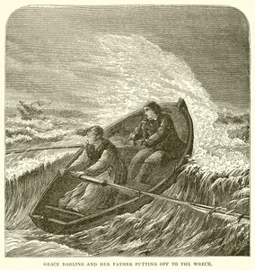 Grace Darling a její otec odjíždějící do vraku od English School
