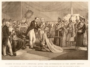 Grand Durbar v Cawnpore po potlačení povstání Sepoyů od English School