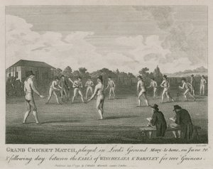 Velký kriketový zápas hraný v Lords Ground, Marylebone, Londýn od English School