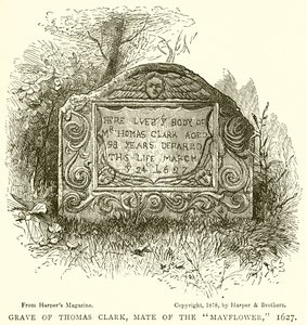 Hrob Thomase Clarka, kamaráda z Mayflower, 1627