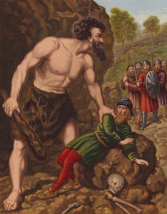 Velké srdce a jeho společníci útočí na obra Slay-Good (barevná litografie) od English School