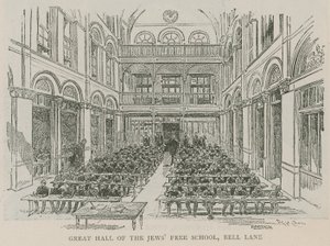 Great Hall of the Jewish Free School, Bell Lane, Londýn od English School