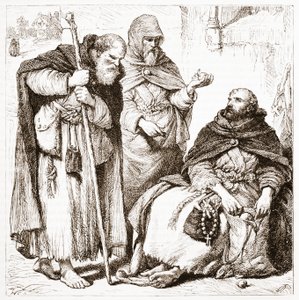 Skupina žebravých bratří, ilustrace z Historie protestantismu od Jamese Aitkena Wylie (1808-1890), pub. 1878 od English School