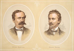 Gustav Nachtigal a Gerard Rohlfs, ilustrace z Obrazového vydání života a objevů Davida Livingstona od J. Ewinga Richieho, nakl. od A. Fullarton & Co., 1876 od English School