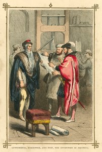 Gutenberg, Schoeffer a Fust, vynálezci tisku (barevné lito) od English School
