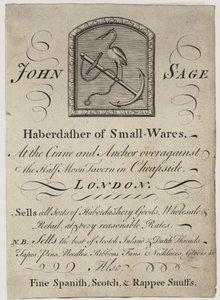 Haberdashers, John Sage, vizitka od English School