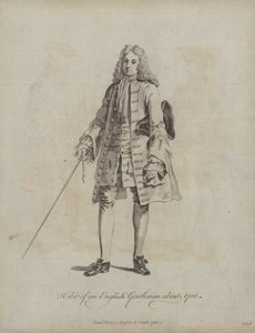 Hábit anglického gentlemana kolem roku 1700 (rytina) od English School