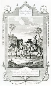 Habit of the Horsemen in Barbary, ilustrace převzata z Moores Voyages and Travels, od English School