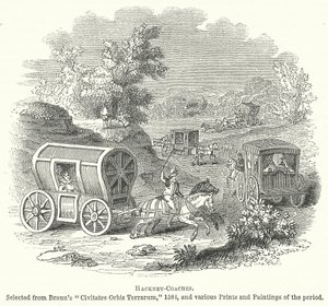 Kočáry Hackney (rytina) od English School