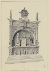 Haddon Hall, hrobka Dorothy Vernonové v Bakewell Church (litho) od English School