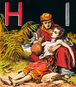Hagar a Izmael (barevná litografie) od English School