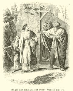 Hagar a Ismael poslali pryč, Genesis, xxi, 14 od English School