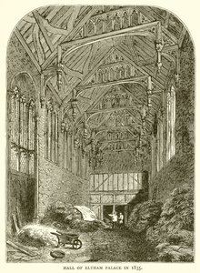 Hall of Eltham Palace v roce 1835 od English School
