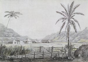 Halse Hall, Jamajka, cca 1780 (wc a grafit na papíře) od English School