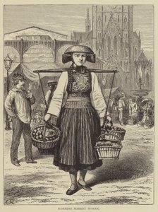 Hamburk Market Woman (rytina) od English School