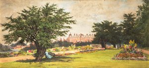 Hampton Court Gardens, cca 1910 (akvarel na papíře) od English School