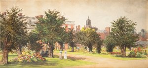 Hampton Court Gardens, cca 1910 (akvarel na papíře) od English School
