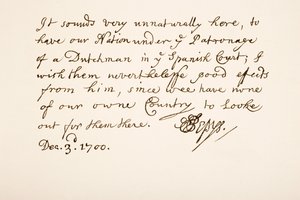 Rukopis a podpis Samuela Pepyse, 1700 od English School