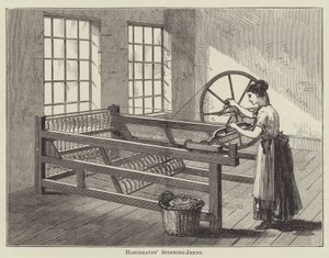 Hargreavesův spinning-jenny (rytina) od English School