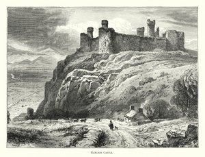 Hrad Harlech (rytina) od English School