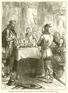 Harold dostává zprávy o normanské invazi, 1066 od English School