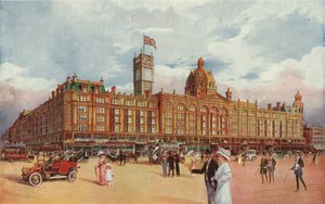 Harrods, zobrazující korunovační věž přidávanou na památku korunovace krále Jiřího V od English School