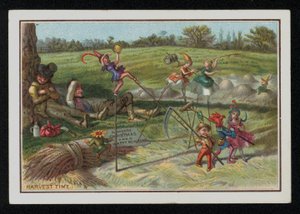 Čas sklizně, vánoční přání. (chromolitho) od English School