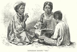 Hawaiianer essen "Poi" (Gravur) von English School