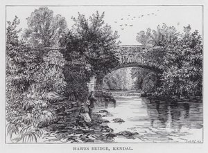 Hawes Bridge, Kendal (rytina) od English School