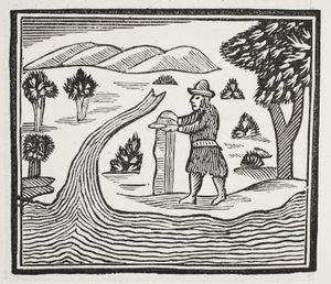 Vede záznam času a událostí, ilustrace z Chap-books of the Eighteenth Century od Johna Ashtona, pub. 1882 od English School