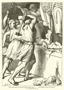 "Odnesl oltáře podivných bohů...a rozbil obrazy", II, Chronicles, xiv, 3 (rytina) od English School