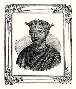 Jindřich II. se narodil roku 1131, korunován byl roku 1154 a zemřel roku 1189 (rytina). od English School